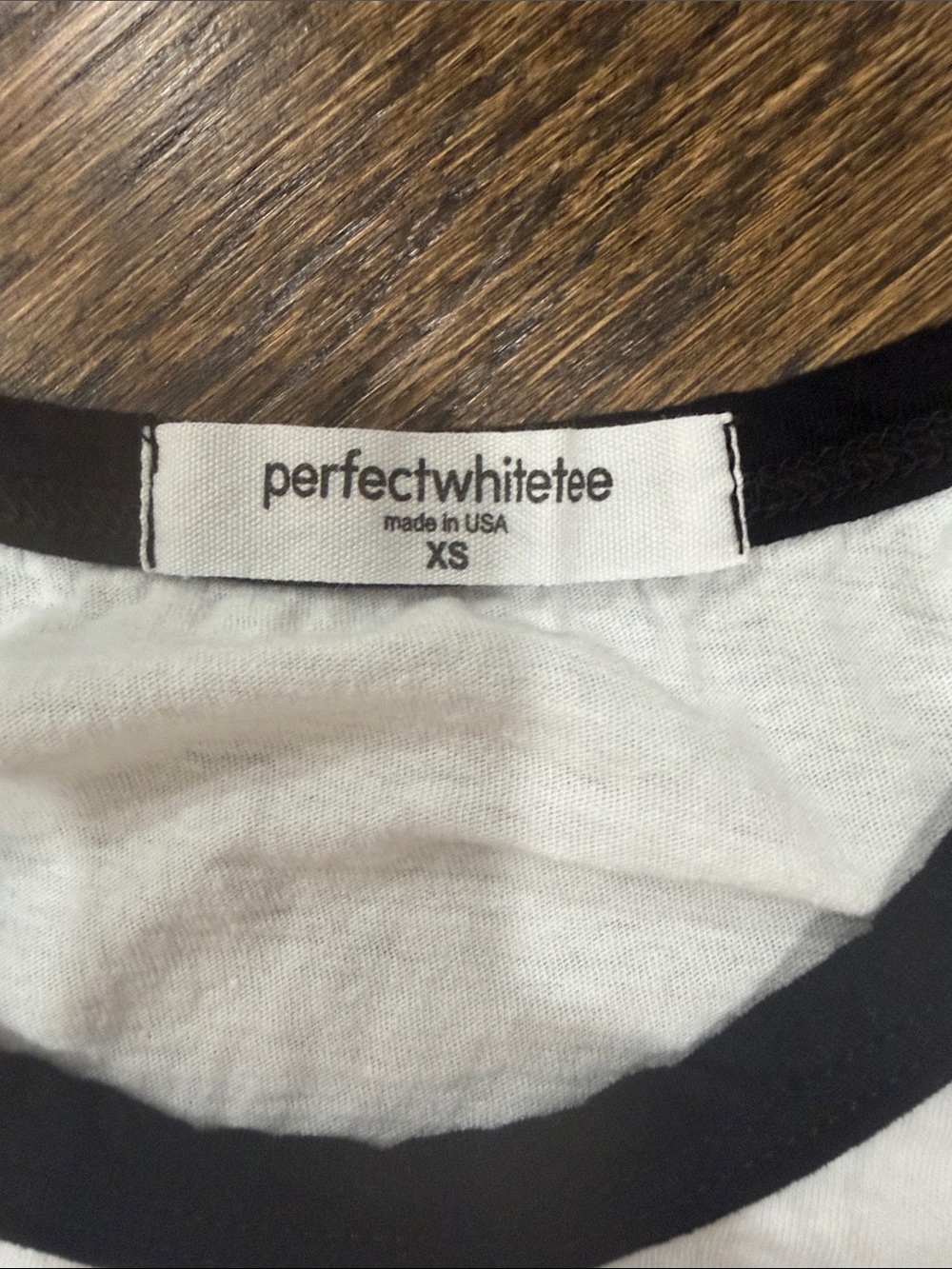 perfectwhitetee White Tee with Black Ringer Collar - Picture 3 of 4